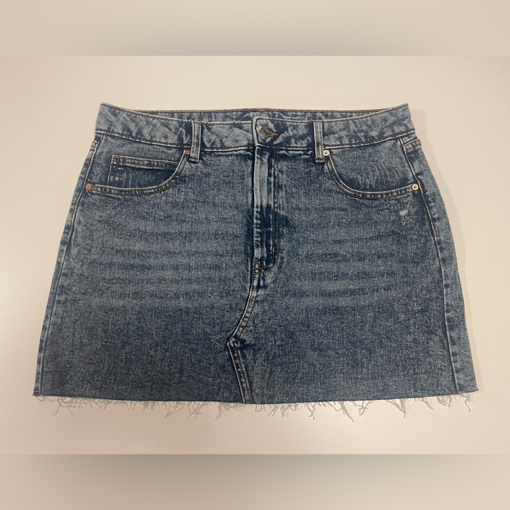 Distressed Denim Mini Skirt